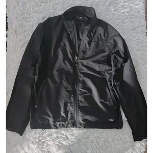 Outdoor Research Jacket Mens Medium Black Full Zip Fleece Zip Pockets Hiking